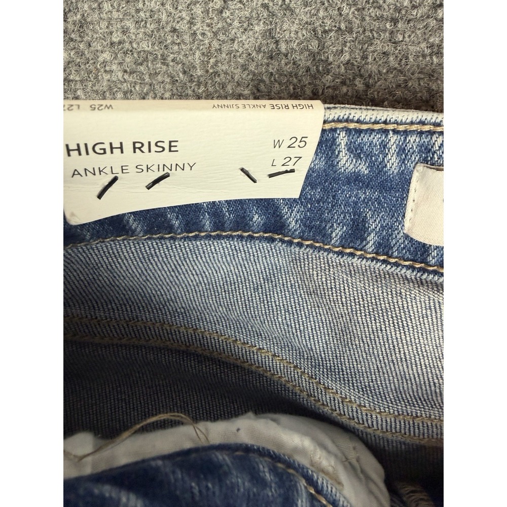 Flying Monkey High Rise Ankle Skinny Jeans Distressed Step Hem Size Tag 25x27 - Picture 5 of 8